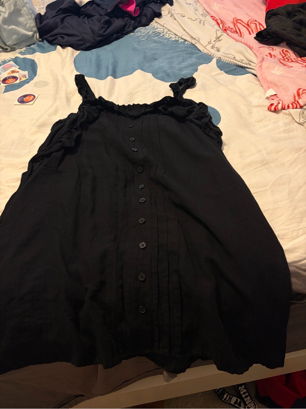 Universal Thread Black Ruffle-Trim Tank Dress